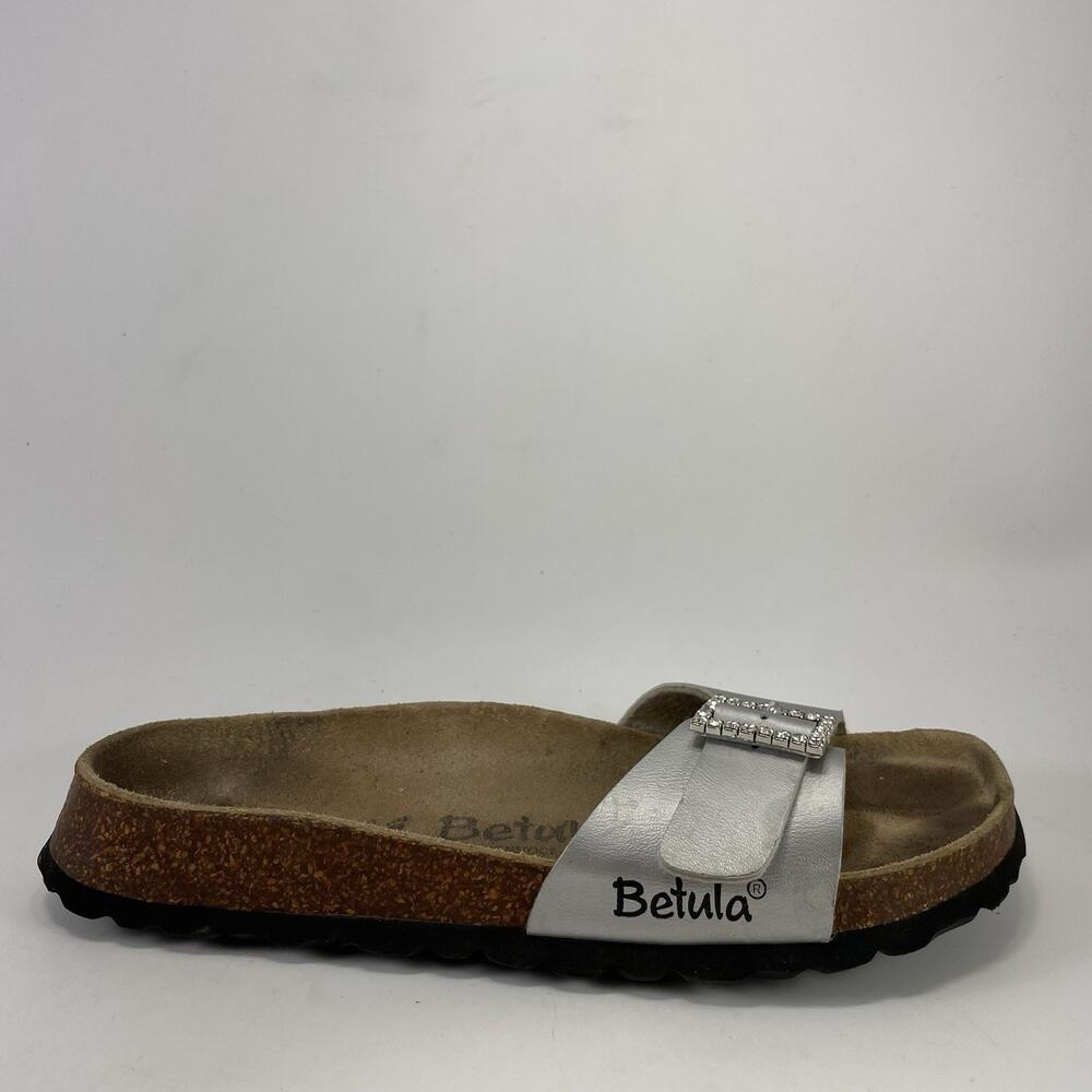 Betula by Birkenstock Rhinestone Silver Slide Sandals Womens Size 38, US 7-7.5